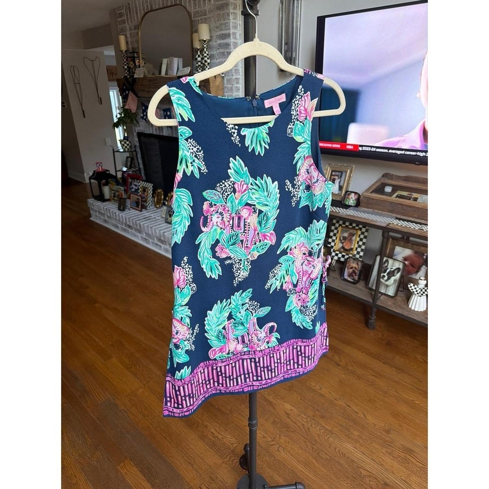 Pulitzer "Donna" Romper in the "Inky‎ Navy Peanut Gallery" print women's 4